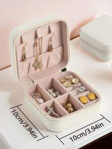 Large-Capacity Luxury Leather Double-Layer Jewelry Storage Box With Layered Design And Accessory Tray. Suitable For Women/Girls, It Can Store Earrings, Necklaces, Rings, And Bracelets. It Is The Perfect Gift For Mothers/Wives/Valentine's Day Or For Classmates And Best Friends During Back-To-School Season.,Room Decor - Multicolor - View 9