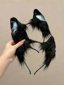 قطعة واحدة من شريط الرأس المزين بأذن القطة الجميلة، إكسسوار الخانق، مشبك شعر بأذن قطة واقعية وجميلة، شريط رأس من القماش المخملي، زي لعبة الأزواج، ملابس حفلة للنساء