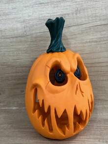 Halloween Pumpkin Resin Decoration - Ghost Skull With Strange Facial Features, Hollow Design Suitable For Indoor/Outdoor Festival Decoration, Halloween Decoration/Strange Pumpkin Design/Carved Texture, Halloween Decorations - Purchase Candles By Yourself (Note: Electric Candles Can Be Bought)