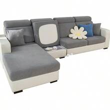 Sofa Cover Stretch Cushion Couch Covers Chaise Lounge Cover For L Shape Sectional Sofa Slipcover Anti-Slip Elastic Wear-Resistant Furniture Protector (Weave Grey, 1 Seater Cover) - 單座椅套_ - 查看 1
