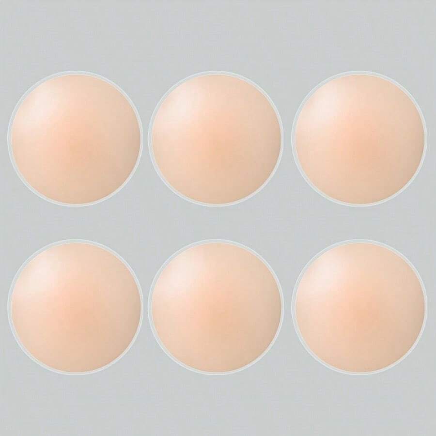 2/6 Pieces Of Reusable Silicone Nipple Covers, Seamless Invisible Self-Adhesive Anti-Convex Nipple Stickers, Women's Underwear And Accessories - 6PCS圓形的 - 查看 1