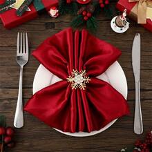 6/8/10pcs Set Elegant Gold & Silver Snowflake Napkin Rings With Sparkling Rhinestones - Durable Cast Iron Polished, Multipurpose Holiday & Everyday Table Decor For Christmas, Wedding, Birthday, Thanksgiving, Halloween, Father's Day, Mother's Day, Exquisite Craftsmanship, Party Decorations, Special Occasion Tableware