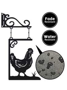 1 件，复古公鸡门牌，金属农舍装饰，挂墙装饰，适用于门廊、花园、露台