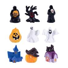 9 Stücke neue Halloween Sensenmann & Geist Figuren, Miniatur Landschaft DIY Dekor Accessoires, kleine Tisch- & Auto-Ornamente