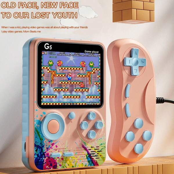 Byteuni 500 in 1 Retro Handheld Spielkonsole mit 1020 mAh Akku, 2,4 Zoll großem Bildschirm, 500 klassischen FC-Spielen und Controllern, Plug and Play, mit Unterstützung für Fernseher, 1 Stück - 1 Spieler/2 Spieler