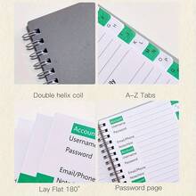 1 Password Participation Book, Alphabetically Arranged Password Diary And Organizer, 4.7inch X 6.1inch Mini Size Personalized Password Journal With College Level Grid Pages, Perfect For Home And Office Organization - 綠色-SPP-P - 查看 6