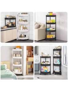 Estante Esquinero Triangular de 4 Niveles – Ahorra Espacio, Ideal para Baños, Cocinas y Sala, 80 cm de Alto x 18 cm de Lado, Plástico - Negro - Ver 7