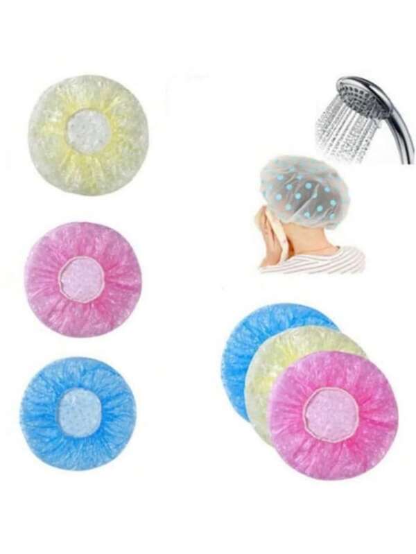 Kit Toucas Plásticas Para Banho Impermeável Cabelos Secos 3 Unidades