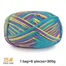 6 件/包多色渐变染色彩虹腈纶纱线、条纹针织材料纱线、钩针纱线、温暖柔软的纱线，适用于编织毛衣、围巾、袜子、手套、帽子、披肩和其他配饰 - 6團裝 - 查看 35