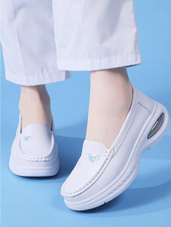 Women's White Slip-On Nursing Shoes, Anti-Slip Air Cushion Casual Nursing Shoes, Women's Shock-Absorbing Soft Bottom Casual Shoes, Insulated Super-Light White Work Shoes, Multi-Purpose Medical Shoes For Indoor/Outdoor Use