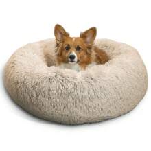 Calming Donut Dog Cat Bed Cozy Shag Faux Fur 30 Inch Orthopedic Support Water Resistant Easy Care Stress Relief