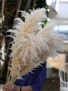 5/10/20pcs 22" Tall Natural Pampas Grass Dried Flower Bouquet, Wedding Table Party Farmhouse Boho Home Decor, Bridal Bridesmaid Vase DIY, Halloween Thanksgiving Fall Harvest Decor, Birthday Graduation Autumn Decoration - Multicolor - View 4