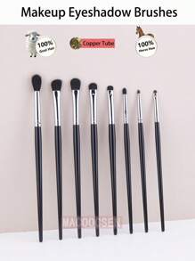 8 件套化妆眼影刷眼影混合折痕晕染阴影细节眼妆刷山羊毛、马毛、铜管、实木化妆工具