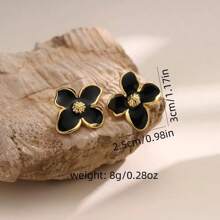 1 par de pendientes de flor coloridos, adecuados para vacaciones y uso casual, joyas delicadas de acero inoxidable teñidas por inmersión