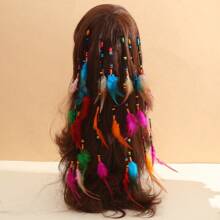 Bandana de mujer, diademas hippie, accesorios para el cabello con arcoíris, diadema bohemia con plumas, diadema turbante, banda deportiva, cinta para el cabello de moda
