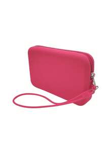 1个长形硅胶材质零钱包，多功能大容量收纳包，带绳化妆包，简约小物品数码收纳包，便携式零钱包，月经包，耳机包，柔软硅胶触感舒适，适合居家、工作、外出、旅行。