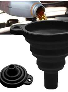 1pc Car Engine Oil Funnel, Car Universal Silicone Liquid Funnel, Foldable Portable Car Oil Change Funnel, Telescopic Long Neck Liquid Funnel
