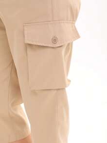 2025 年夏季女士时尚实用七分裤，带松紧腰带和口袋，休闲街头服饰