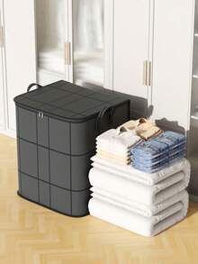 1pc Gray Clothes Storage Bag, Quilt Storage Bag, Foldable Large Capacity Storage Bag, Toy Storage Bag, Soft Cloth Storage Box, Summer And Autumn Clothing Storage Box, Suitable For Family Dormitory Storage And Organization, Wardrobe Storage Decoration