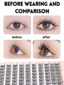 Individual Eyelash Extensions, D-Curl Eyelash Extension, DIY Eyelash Cluster, Fluffy Eyelash Cluster False Eyelashes, 3D Effect, Natural Individual Eyelash Kit, At-Home Eyelash Extension Lash Clusters,Eye Lash Clusters,Individual Eyelashes,Lashes,Fake Lashes