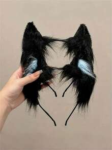 قطعة واحدة من شريط الرأس المزين بأذن القطة الجميلة، إكسسوار الخانق، مشبك شعر بأذن قطة واقعية وجميلة، شريط رأس من القماش المخملي، زي لعبة الأزواج، ملابس حفلة للنساء