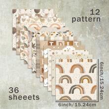 36 Blatt 15cm (süße Tiere Regenbogen brauner Hintergrund) Scrapbooking Papier, geeignet für Bullet Journal, Scrapbooking, Kartenherstellung und Bastelarbeiten, für Schulmaterial, Schulanfang