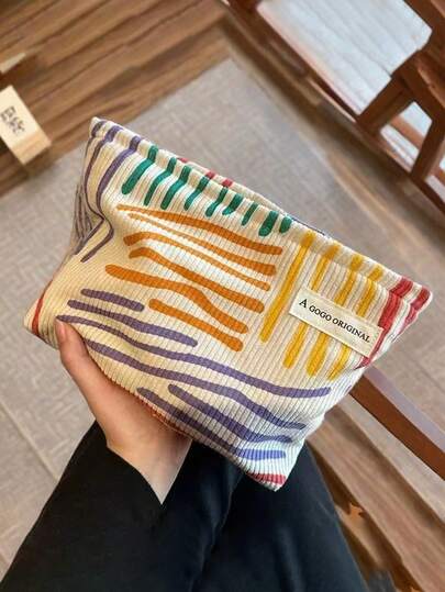 1 Túi đựng đồ trang điểm vải nhung kẻ, Hộp đựng bút chì dung tích lớn, Túi đựng bút chì dễ thương đựng đồ dùng học tập, Túi đựng đồ dùng du lịch thẩm mỹ, Túi đa năng, Túi đựng đồ trang điểm có khóa kéo di động, Túi đựng đồ vệ sinh cá nhân khi đi nghỉ, Đựng đồ dùng cần thiết khi đi biển, Quà tặng trở lại trường cho sinh viên đại học, Phụ nữ