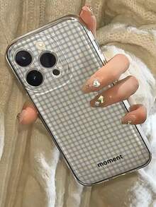 1pc Blue Striped Plaid Unique Transparent Full Body Shockproof TPU Phone Case Compatible With Apple & Series Waterproof Anti-Fall Scratch Resistant - Multicolor - View 2