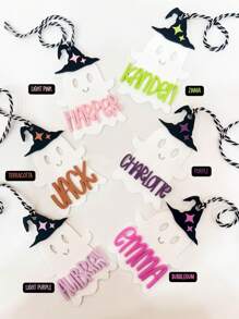 Custom Name Acrylic Witch Ghost Halloween Tag, Personalized Boo Basket Tag, Halloween Bucket, Personalized Basket Tag, Halloween Basket, Halloween Gifts For .,Home & Living,Christmas Home Atmosphere, Autumn Home Refresh, Xmas Decoration,Home Harmony