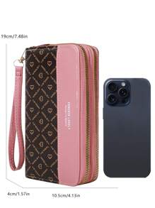 Classic Wallet, Large Capacity Clutch Wallet With Zipper, Card Clip With 8 Slots And Multiple Compartments, Elegant Hand Clutch - 深粉 - 查看 3