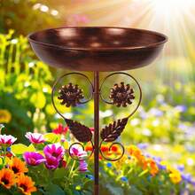 1 件复古户外喂鸟器/鸟浴盆，5 爪底座 - 适用于花园装饰、庭院、草坪、鸟类游乐池，非常适合吸引鸟类，是送给鸟类朋友和爱好者的最佳礼物 - 彩色 - 查看 11