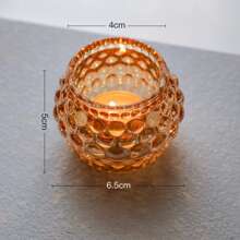 1/4 件复古玻璃烛台，复古玻璃许愿烛台 - 琥珀色烛台，适合烛光晚餐、派对装饰、茶灯、婚礼、派对礼物， - 彩色 - 查看 12