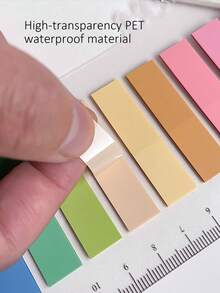 800 tờ/gói, 4 kiểu giấy nhớ PET trong suốt, tab ghi chú, tập ghi nhớ màu nhạt, nhãn dán chỉ báo, 4 kiểu hỗn hợp 1 gói, dùng cho đồ dùng học tập, trở lại trường - Nhiều màu - Xem 7