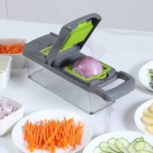 1pc Vegetable Chopper, Multifunctional Fruit Slicer, Handle Food Grater, Vegetable Slicer, Cutter With Container, Onion Mincer Chopper With Multiple Interchangeable Blades, Household Potato Shredder, Kitchen Stuff, Kitchen Gadgets