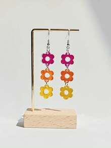 1 Pair Of Vibrant Acrylic Flower Earrings - Colorful, Playful Design With Hooks, Perfect For Casual & Everyday Wear, Ideal Gift For Friends And Family, Casual Earrings | Playful Earrings - 耳環 - 查看 7