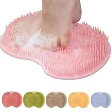 1pc Shower Foot Cleaning Mat With Suction Cup, Foot & Back Exfoliating Bath Mat, Wall-Mounted Suction Cup, Unisex Silicone Foot Massager And Cleaning Mat Set, Suitable For Bathroom - Can Be Used For Bathing, Back Massage And Foot Massage - Multicolor - View 5