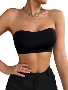 [Comfortable Bra] Casual Comfortable Women's Bra | 1 New Style Underwear, Cross Straps On The Back, Removable Bra Pads, Can Be Worn Inside Or Outside - 黑色 - 查看 5