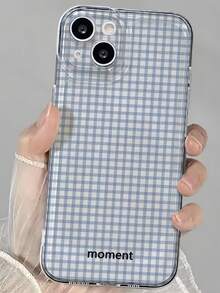 1pc Blue Striped Plaid Unique Transparent Full Body Shockproof TPU Phone Case Compatible With Apple & Series Waterproof Anti-Fall Scratch Resistant - Multicolor - View 1