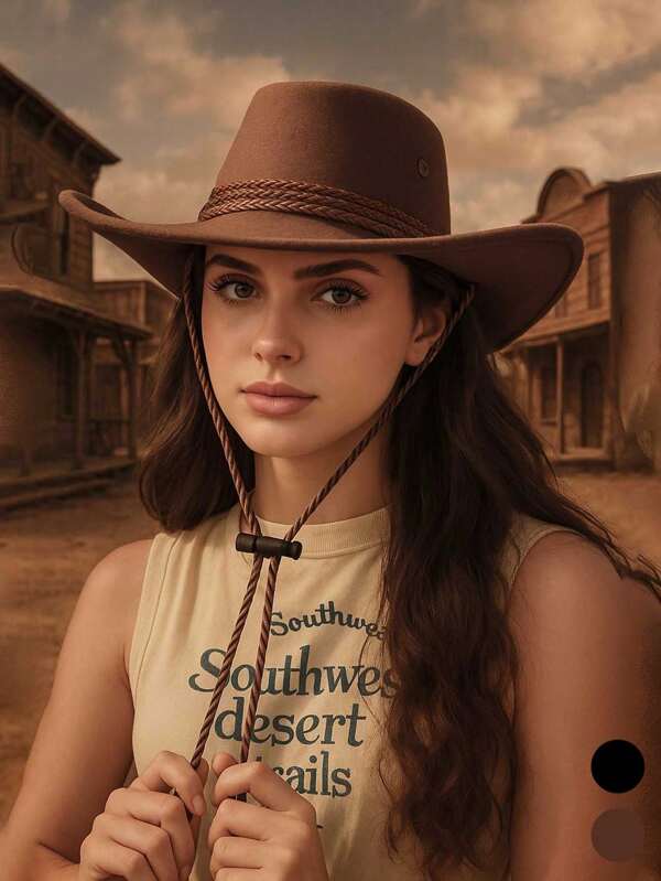 1pc Black/Brown Cowboy Hat, Versatile Style Suitable For Halloween, Holidays, Vacation, Parties
