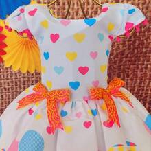Children's Dress June Party Caipira Saint John Plaid Bow Square Dance School Fair Arraiá Northeast Costume Popcorn Queen Little Girl Girl Festivity Ruffle Youth Typical June Party - trắng - Xem 4
