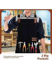 Heavy-Duty Adjustable Unisex Chef Apron With Pockets – Versatile Apron For Cooking, Baking, Gardening, Woodwork & BBQ - thông thường - Xem 4