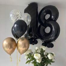40 英寸黑色数字铝箔气球，大型聚酯数字气球，适用于生日派对装饰、结婚周年纪念活动装饰 - 黑色 - 查看 6