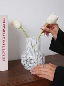 CMYD Studio 1入簡約優雅的玻璃花瓶，帶豹紋圖案，適合放置乾花或新鮮花卉，適用於客廳或餐廳裝飾家居裝飾 - 棕色 - 查看 5