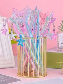 1 支美人鱼尾巴闪光笔，创意学生文具，液体流沙吊坠笔，节日礼物，学校用品，返校