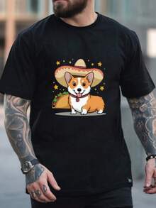 Playera de Hombre con estampado de "Taco Corgi" - Negro - Ver 1