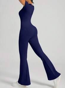 Women Workout Flare Jumpsuits ,High Stretch Athletic Jumpsuit, Gym Bodycon Scrunch Butt Yoga Rompers