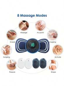 1pc Mini Neck Massager Electric Muscle Stimulator Cervical Massage Patches Massage Pads Remote Control For Back Body Health - Black - View 2