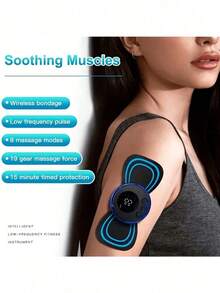 1pc Mini Neck Massager Electric Muscle Stimulator Cervical Massage Patches Massage Pads Remote Control For Back Body Health - Black - View 10