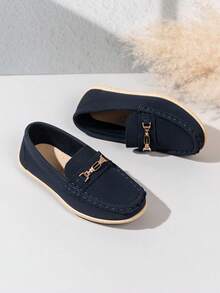 儿童乐福鞋，优雅的男孩和女孩乐福鞋，百搭，可爱的公主风格圆头平底设计，永恒的儿童鞋 - 黑色 - 查看 3