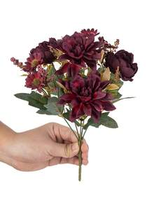 1/3/80pcs 12.2-Inch Artificial Peony Bouquet, Embroidered Ball, Birthday Party Decoration, Wedding Flower Basket, Bride's Bouquet, Home Furnishings, Dining Room, Bedroom Window Sill, Vase, Outdoor Garden, Back To School Season, Spring Decoration - Burgundy - View 5